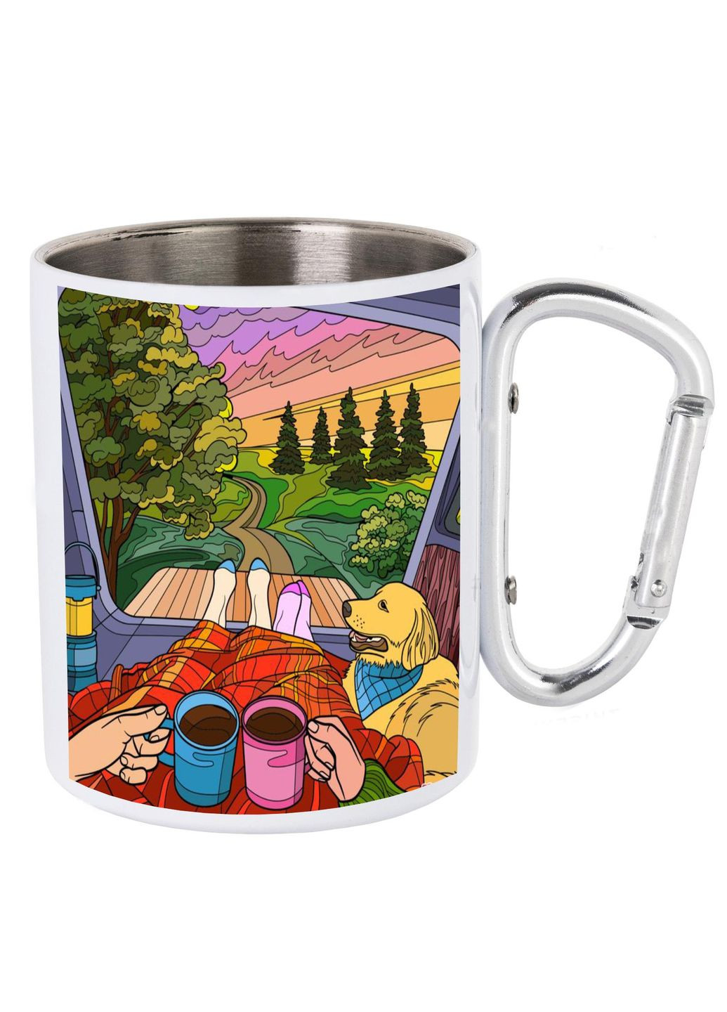 Кружка металева з карабіном (silver) туристична 300 мл #0105 біла No Brand (316122562)