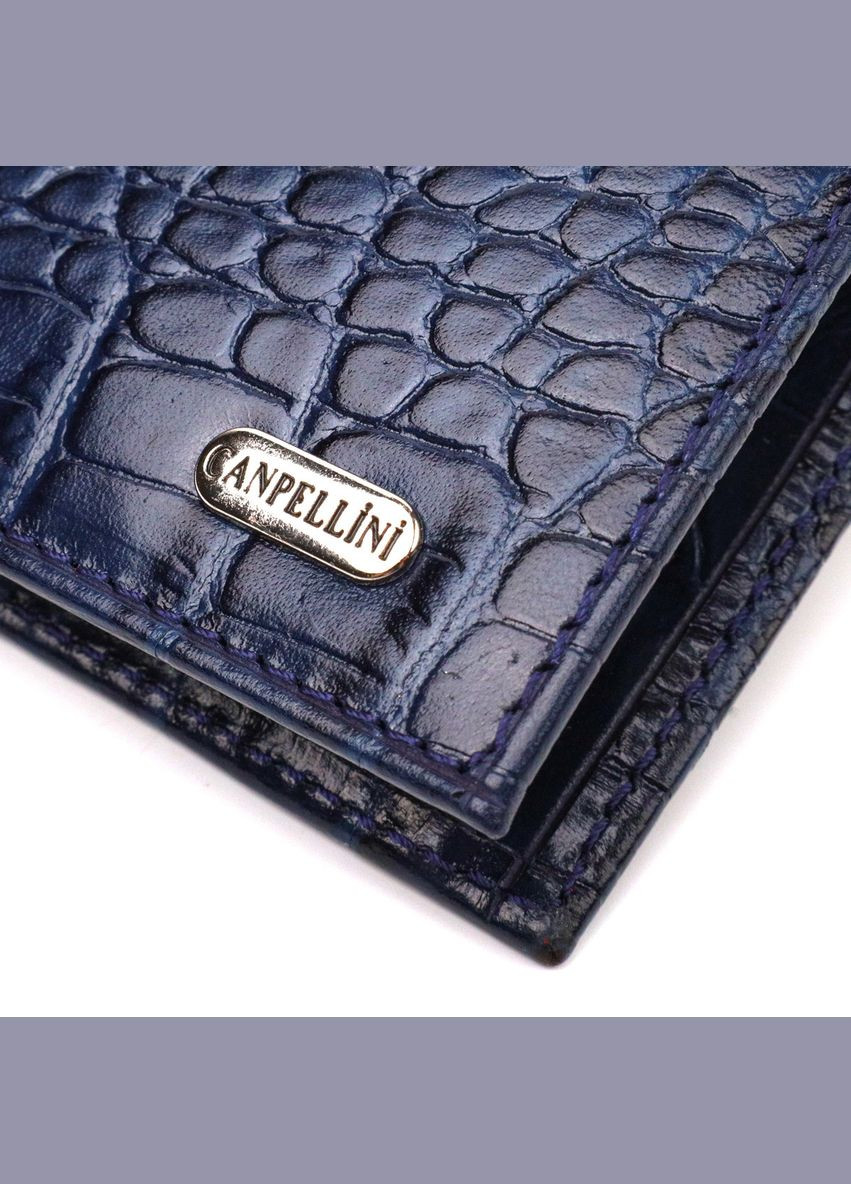 Цікаве чоловіче портмоне з натуральної фактурної шкіри 21774 Синє Canpellini (329151993)