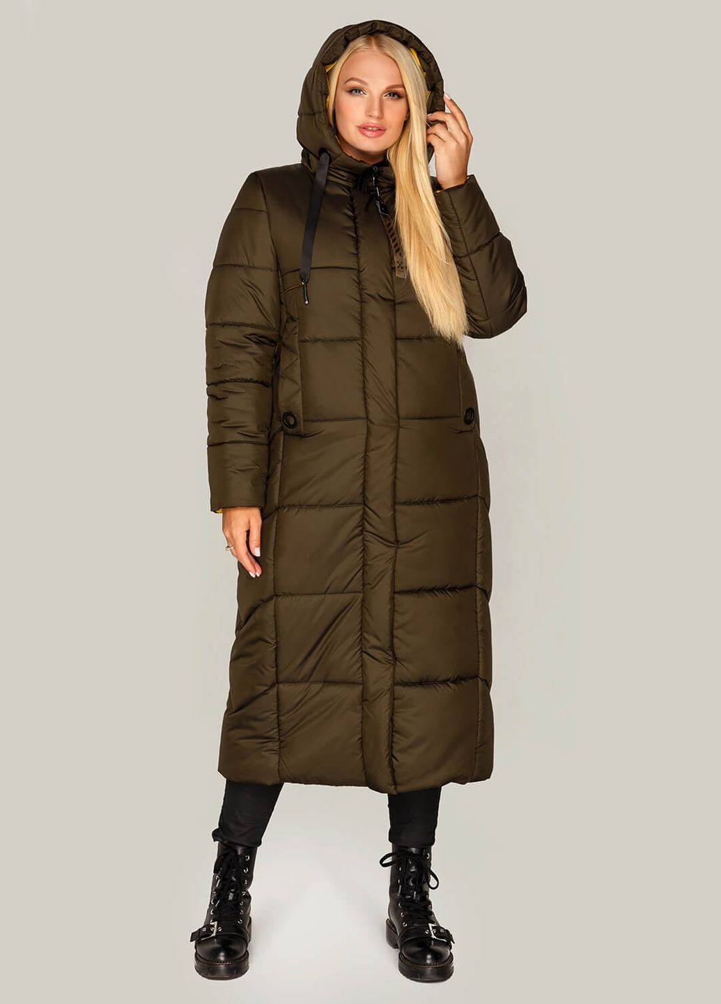 Оливковая (хаки) зимняя куртка-пальто "сандра" MioRichi