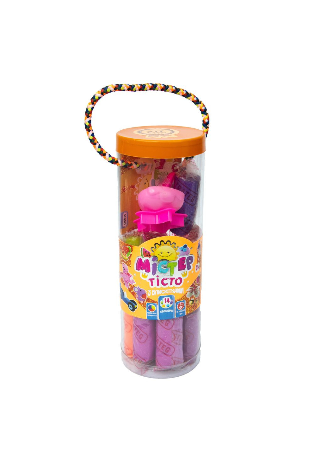 Набор массы для лепки Мистер тесто 14 цветов с блестками в блистере на украинском языке (71802) Strateg (361145803)