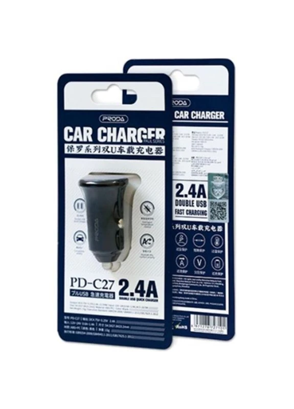 Автомобільний зарядний пристрій Paul PD-C27 (2USB 2.4A) Чорний (PD-C27-BK) Proda (396718688)