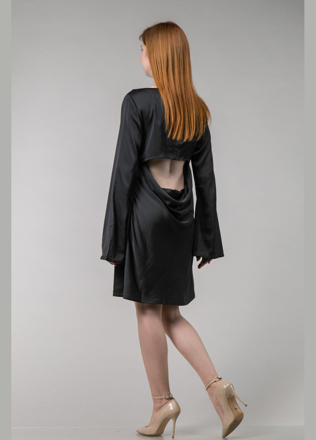 Черное праздничный, кэжуал, коктейльное платье с открытой спиной CHICLY однотонное