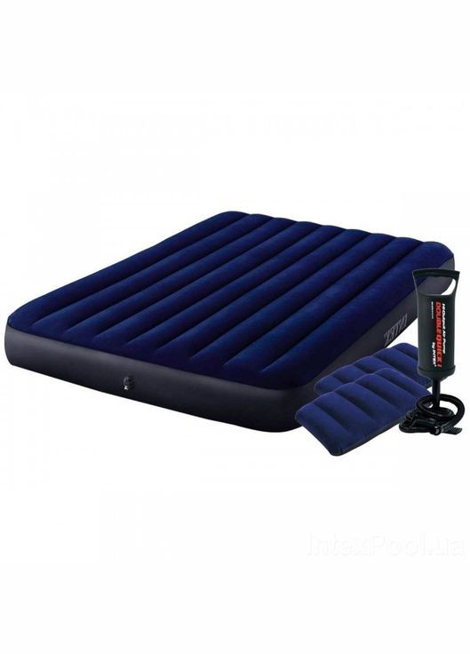 Надувной матрас двухместный с насосом и подушками 152*203*25 см (64765) Intex (341264069)