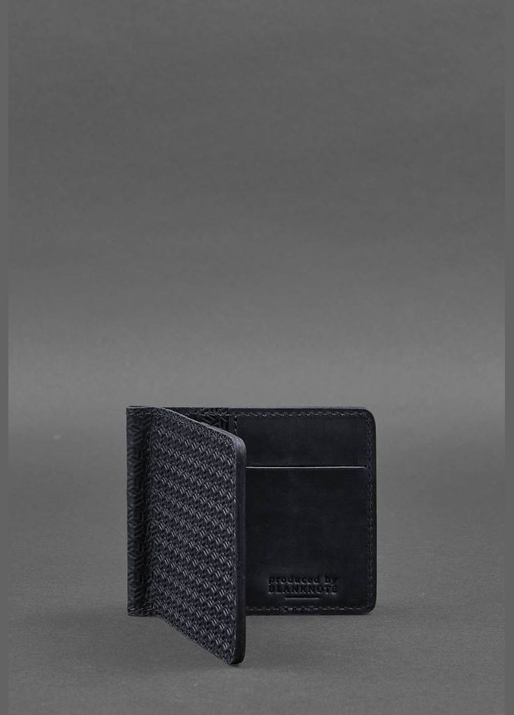 Чоловіче шкіряне портмоне синє 1.0 затиск для грошей Карбон (A-026201) BlankNote (328444616)