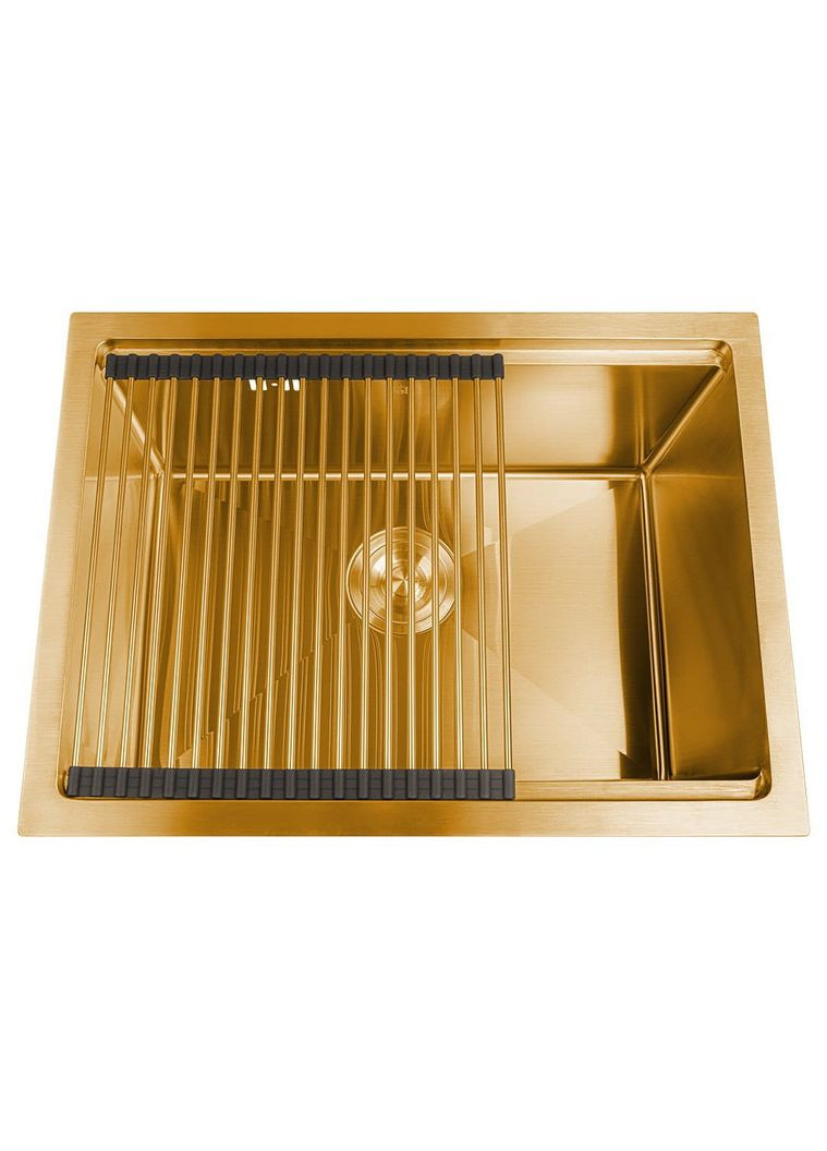 Золота мийка під стільницю з нержавійки 1.5 мм кухонна станція Nett NG-5742 (352261600)