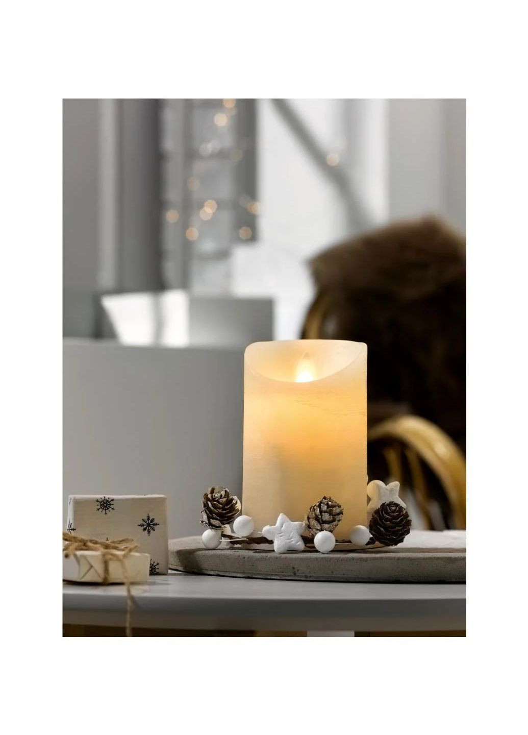Різдвяна LED свічка парафінова на батарейках 7,5х7,5х12,5 см комбінований Livarno home (362491378)