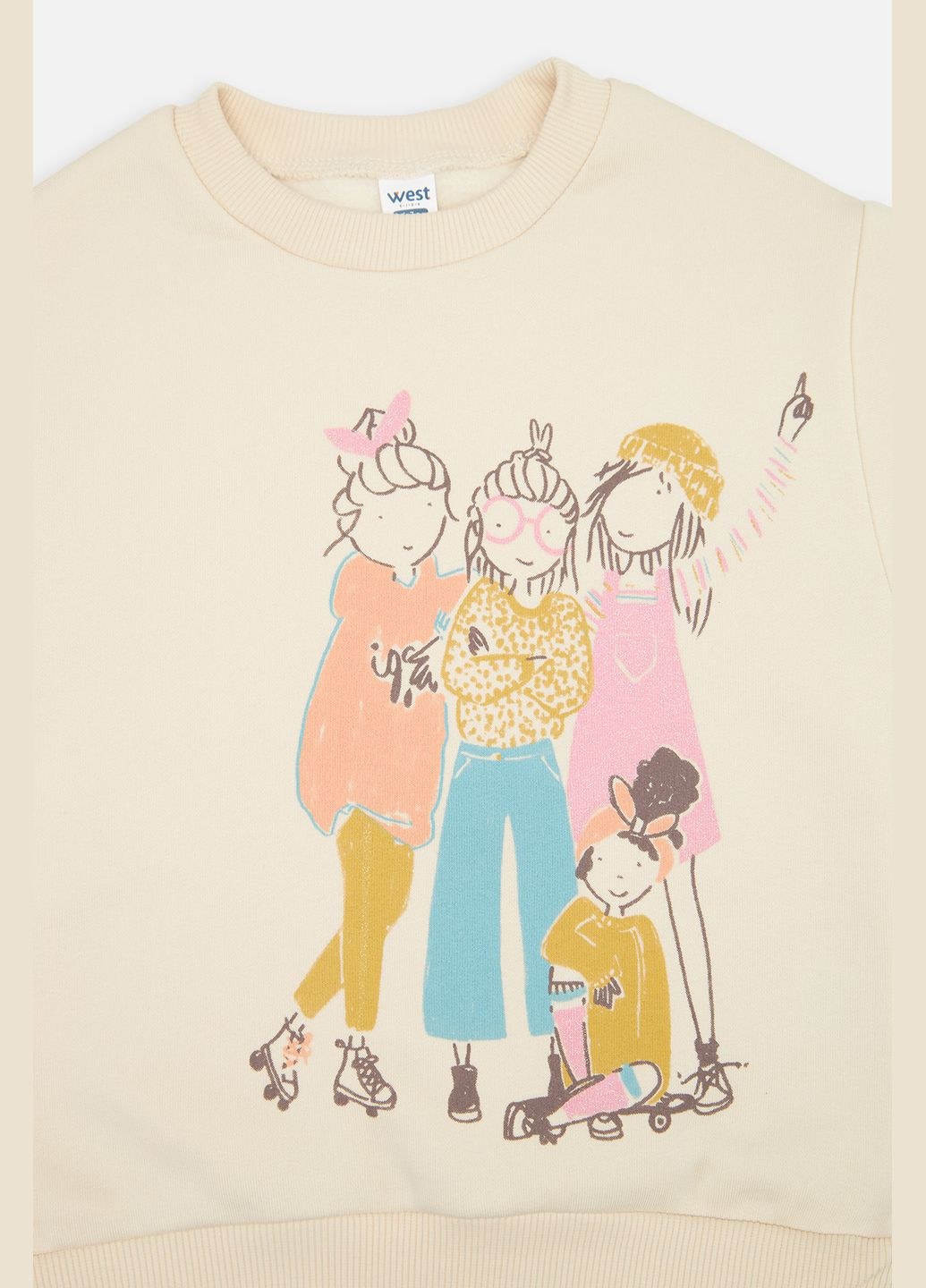 West свитшот для девочки цвет молочный cb-00259718 молочный футер