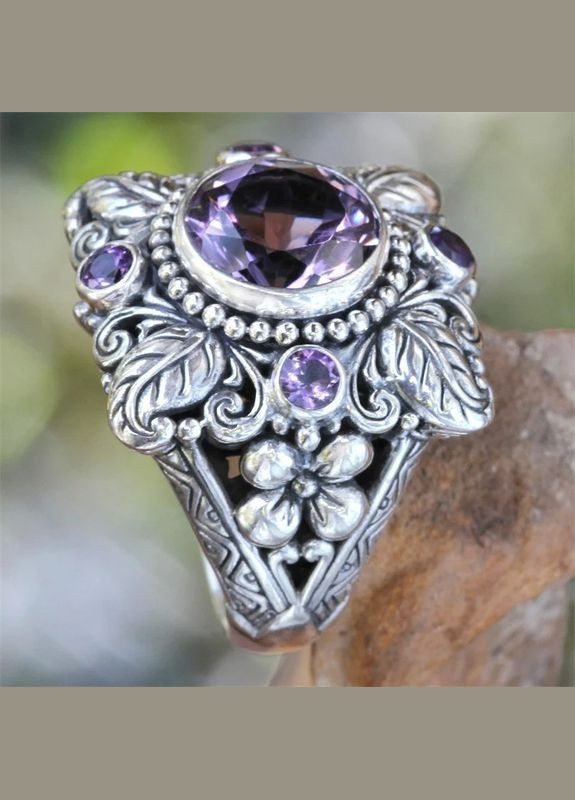 Каблучка жіноча модна шикарна каблучка у вигляді квітки і з фіолетовими каменями р 18 Fashion Jewelry (285110554)
