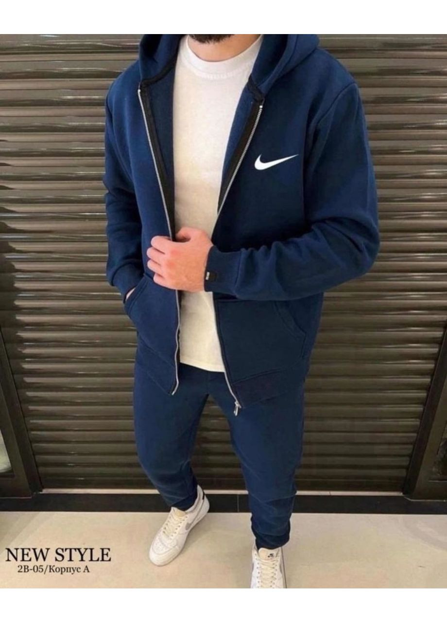 Синій демісезонний чоловічий спортивний костюм із якісної трикотажної тканини брючний Україна