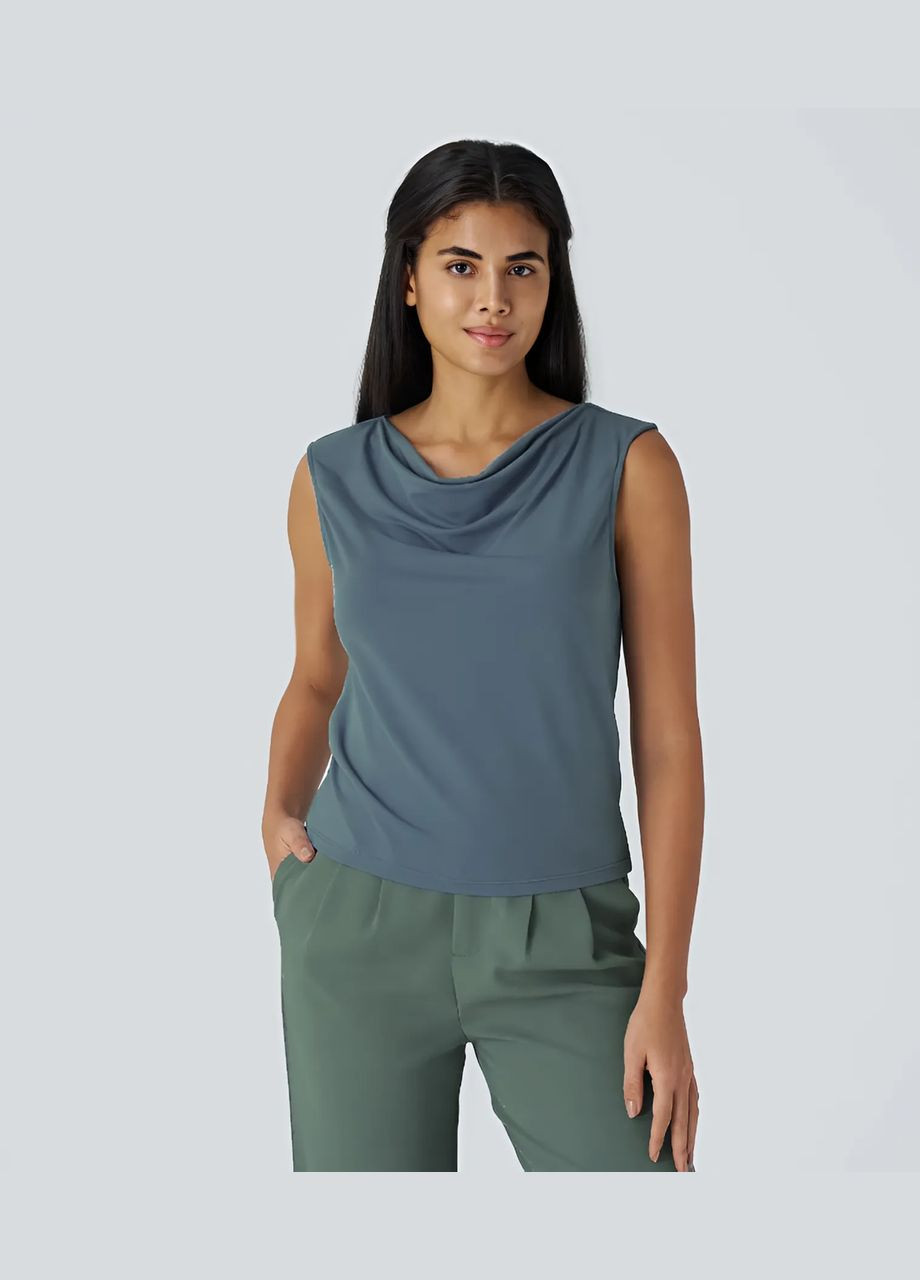 Женская футболка с воротником-хомутом дымчато-синяя Portmans - (337353563)