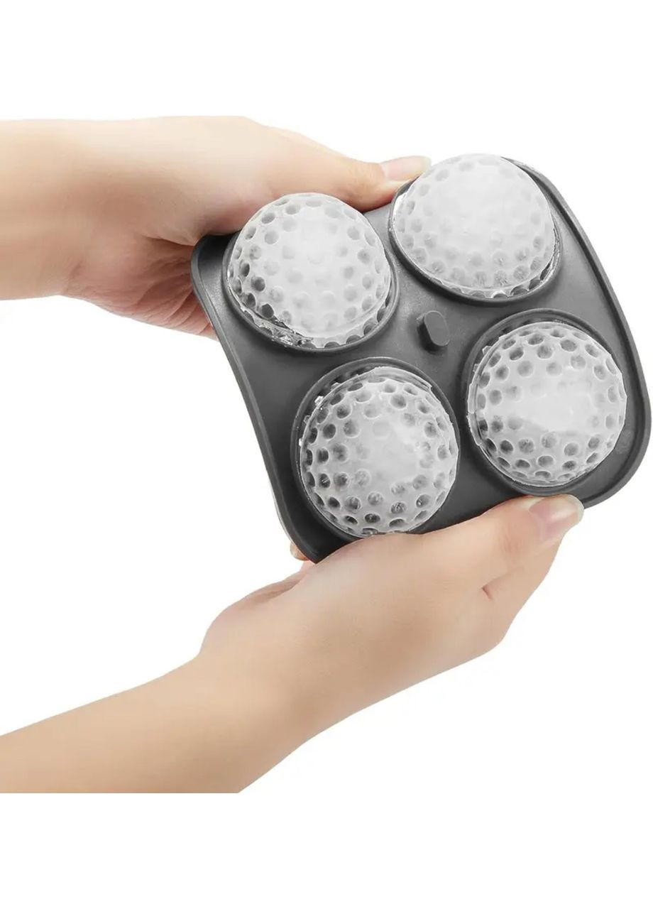 Велика силіконова форма для льоду на 4 красиві рифлені кульки з лійкою для заливки води. No Brand (323201897)