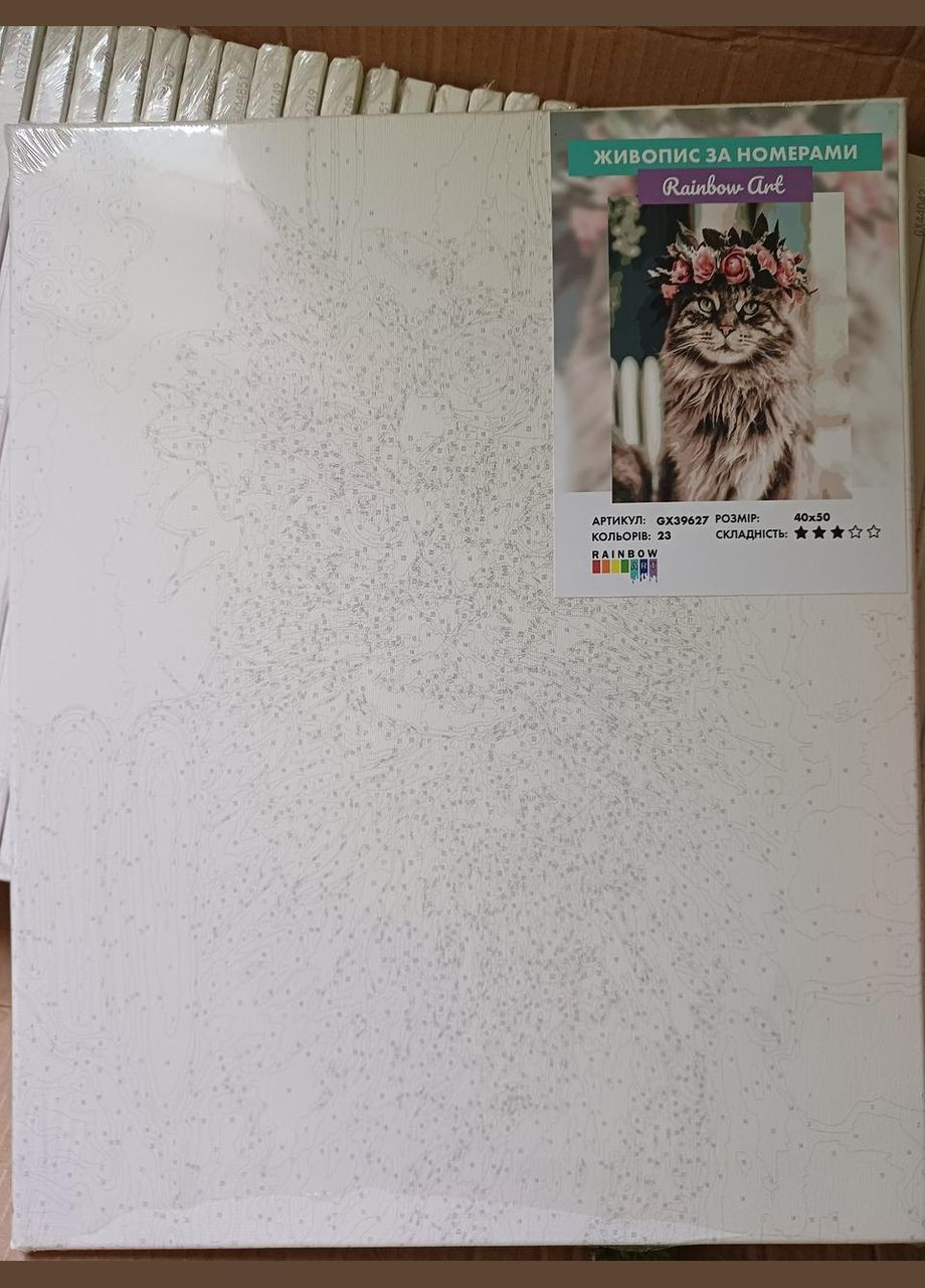 Картина по номерам Кошка в венке Кошачья магия Картины в цифрах 40х50см Картины по номерам GX39627 Rainbow Art (308987707)