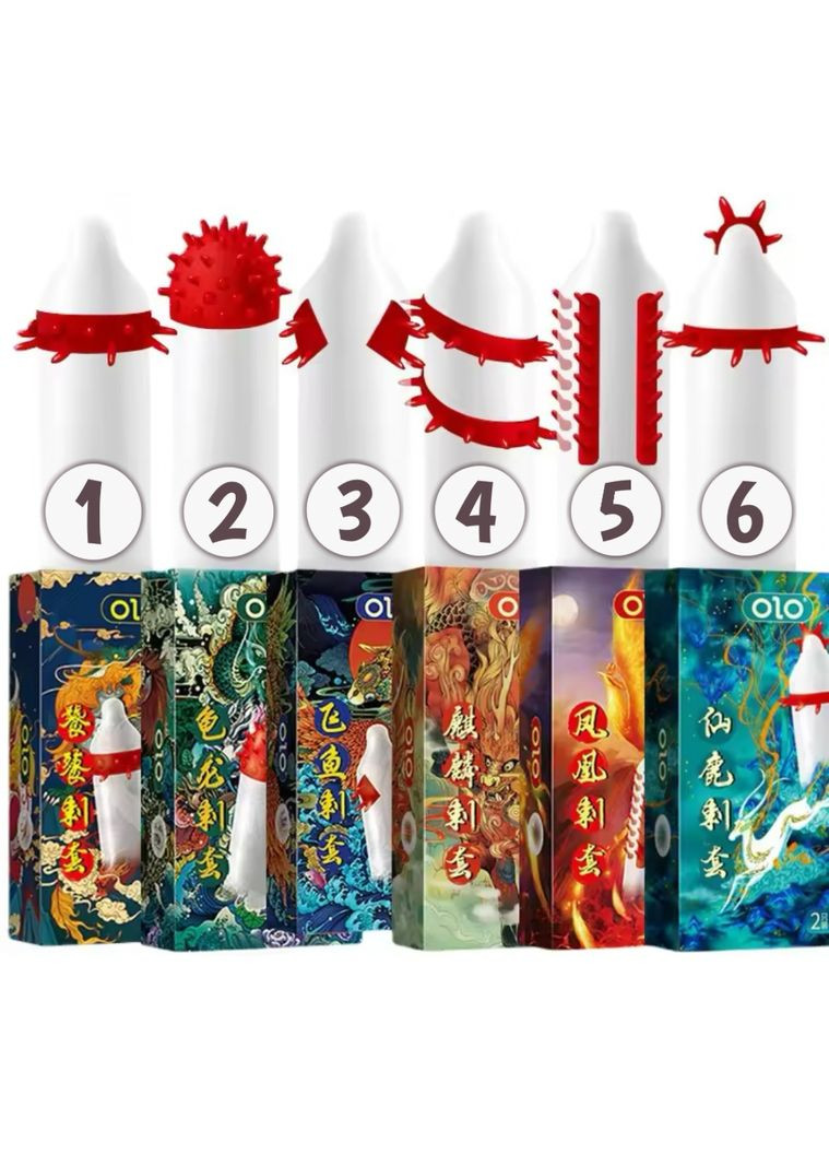 Презервативы Dragon с усиками 16 см 1 шт. в упаковке + шарик силиконовый OLO (322769446)