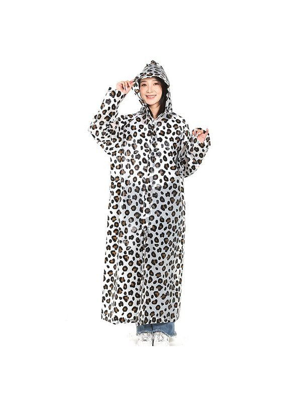 Многоразовый дождевик XS-5XL (44-58) принт "Леопардовый" на кнопках с капюшоном, размер универсальный Eva (363192866)