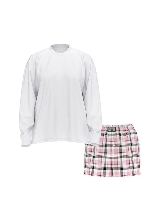Біла всесезон жіноча піжама (шорти + лонгслів) short tee-jama set Victoria's Secret