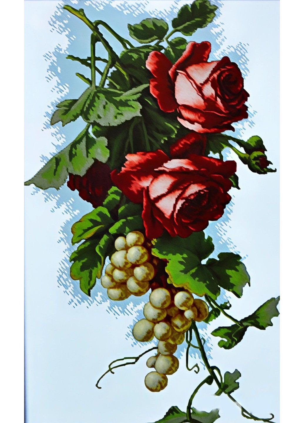 Набір для вишивання хрестиком Червоні троянди з виноградом 38х64 см канва №11 197859 No Brand (333165801)