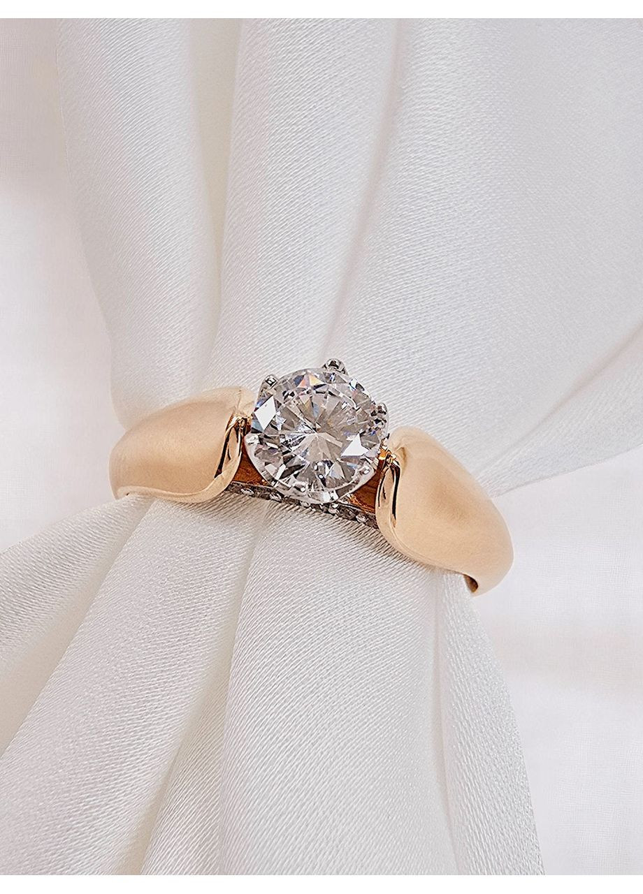 Золота каблучка з фіанітами, червоне золото 585 (18р) 700400-2к Харківська ювелірна фабрика (355795835)