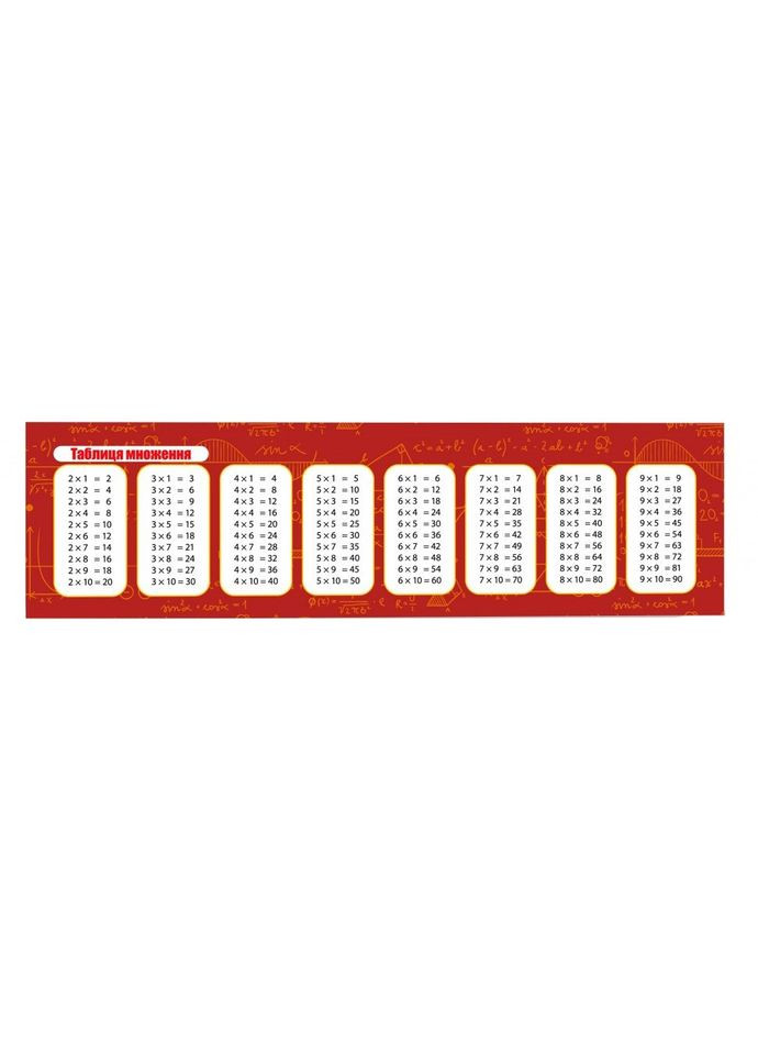 Картонная закладка-шпаргалка Таблица умножения 147918 для учеников 2-5 классов Зірка (345877386)