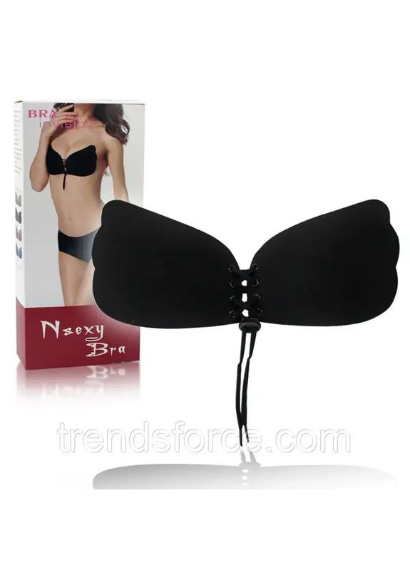 Чёрный невидимка бюст невидимка з ефектом push up, флайбра на шнуровке, бюстгальтер для идеального декольте, лиф самоклейка No Brand силикон