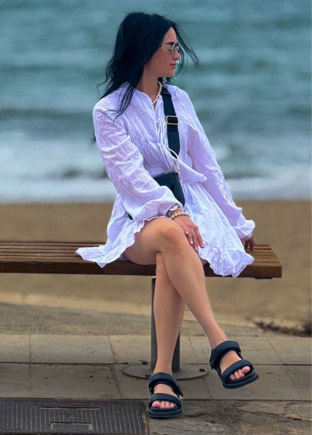 Вишуканий легкий літній комбінезон на зав'язках з довгими рукавами ліхтарик Tik-Tak однотонний білий повсякденний муслін