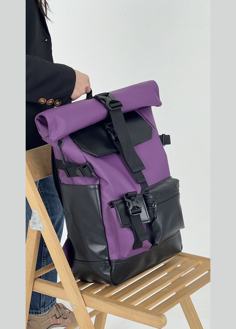 Рюкзак ролтоп для ноутбука Rolltop для подорожей фіолетового кольору з екошкіри ToBeYou rolltopnew (280930876)