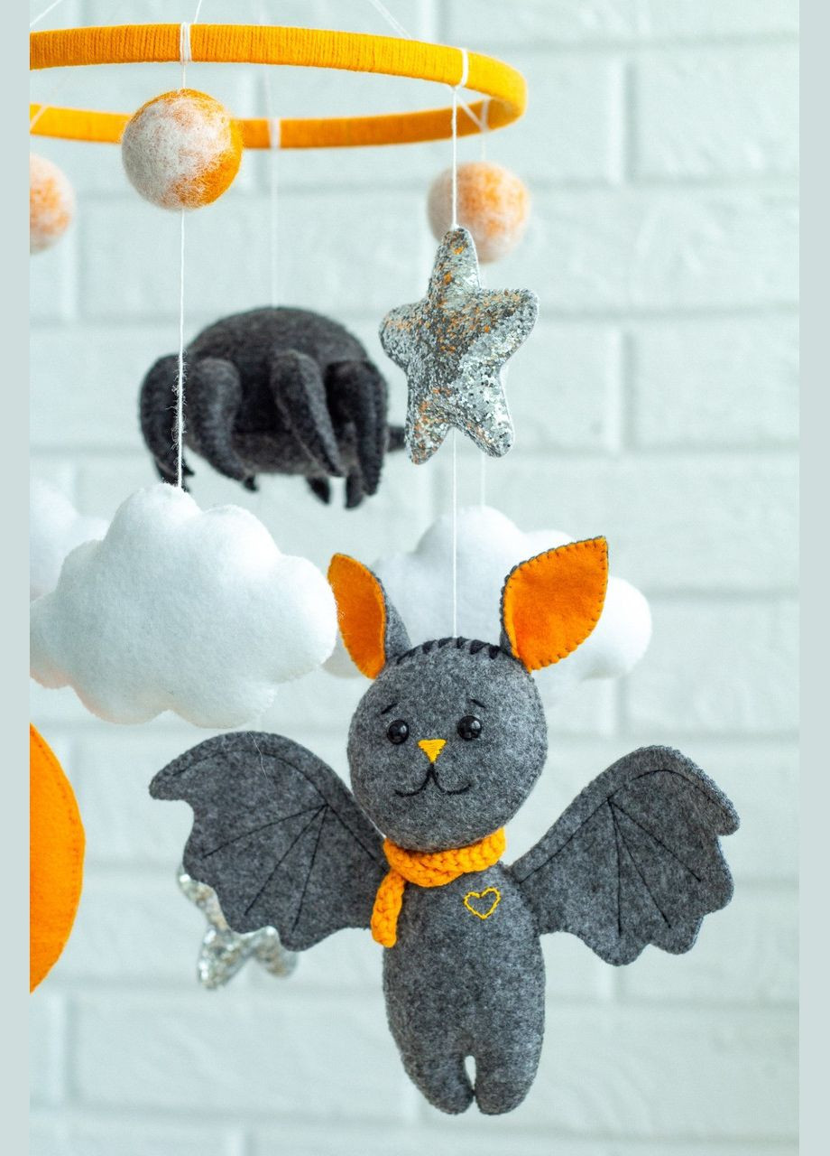 Дитячий музичний мобіль на ліжечко для немовлят WooolyWool «Кажан і павук» з 35 мелодіями No Brand (342757971)