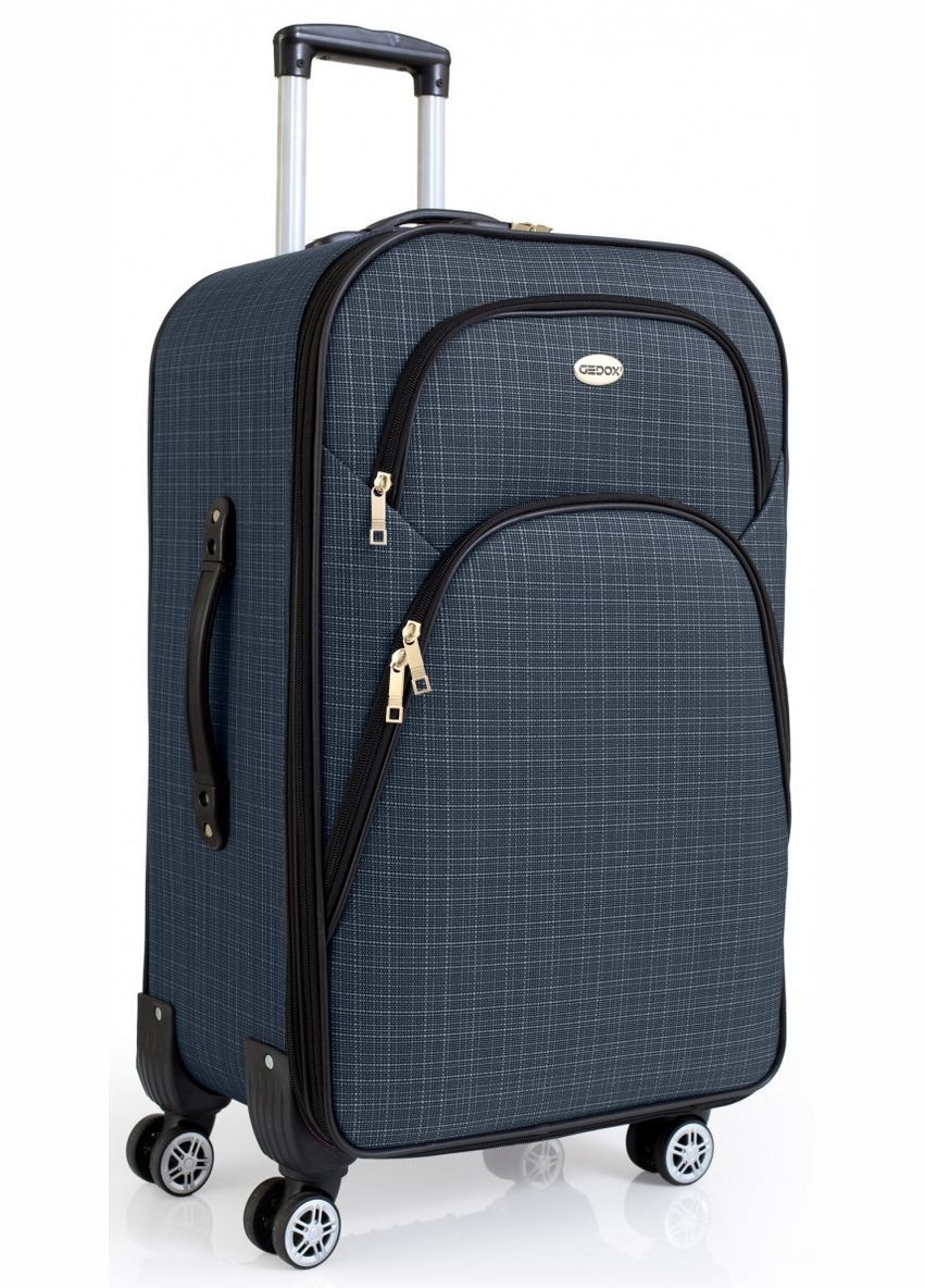 Тканева середня валіза на чотирьох колесах 67L темно-синій Gedox (297644404)