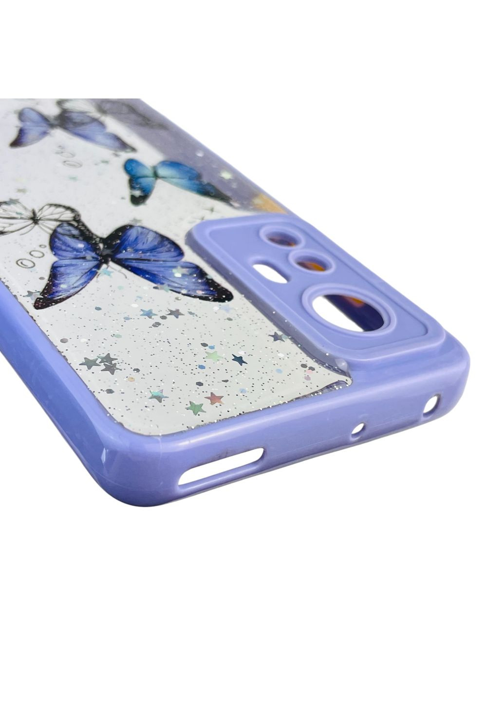 Чехол для 12 с блёстками с бабочками на сяоми 12 сиреневый Xiaomi (366387786)