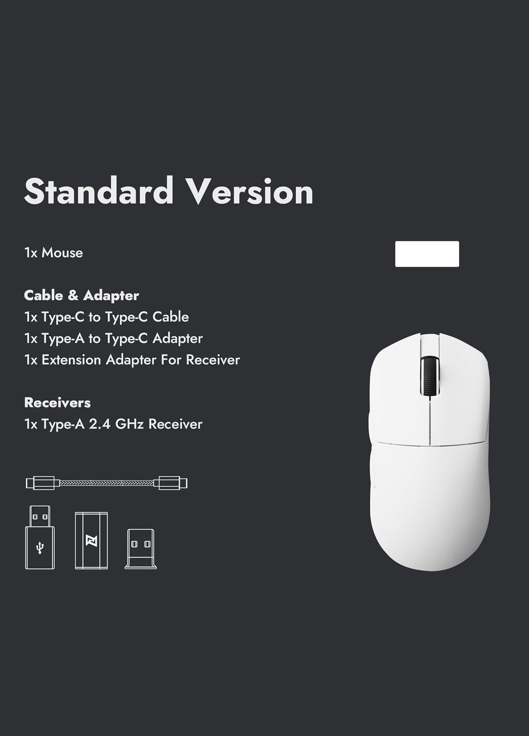 Мышь G1 USB-A/USB-C/WL/BT, 8K, белый Lemokey (322336655)