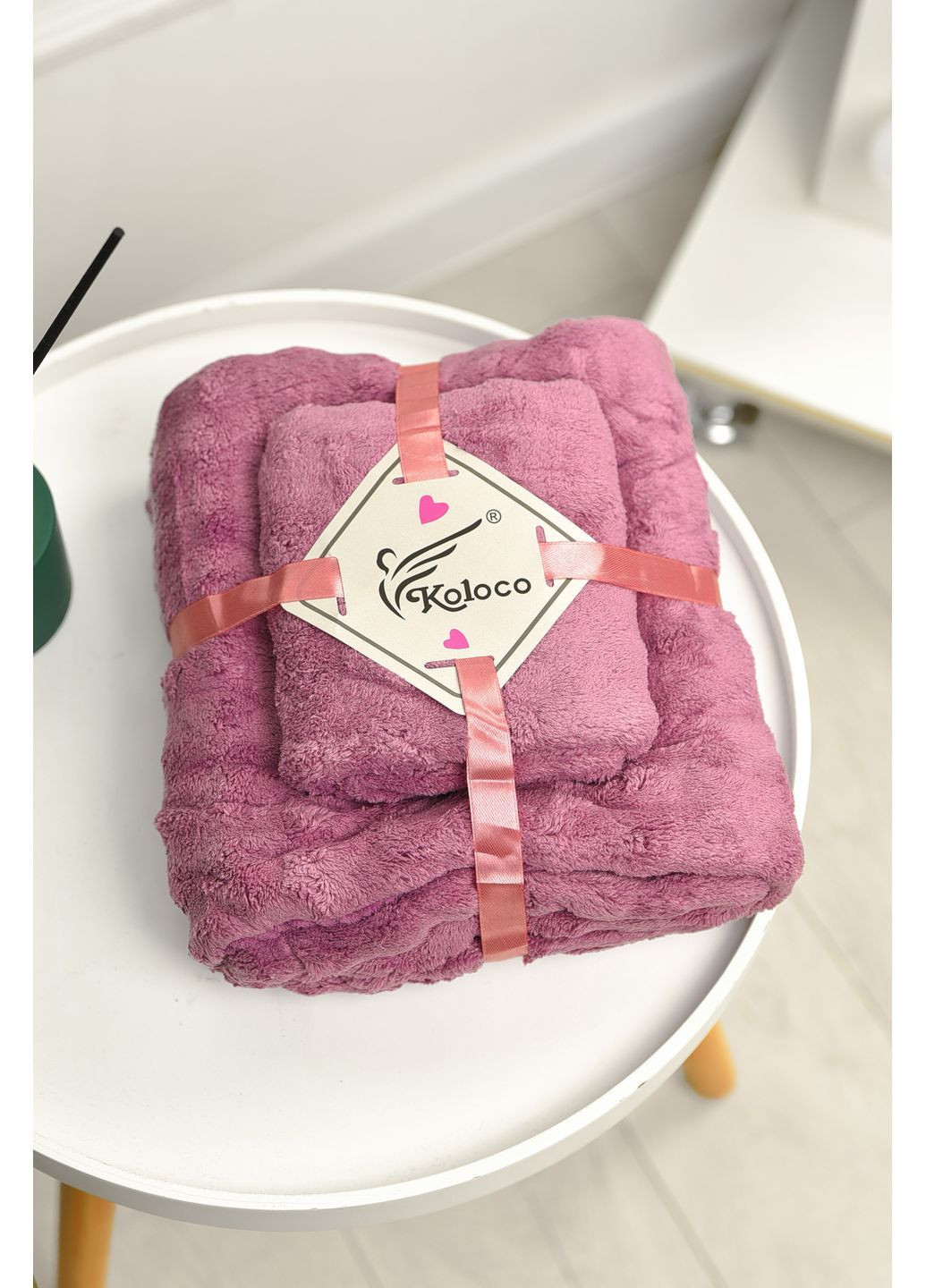 Набір однотонних рушників із мікрофібри банне+для обличчя бузкового кольору Let's Shop однотонний бузковий