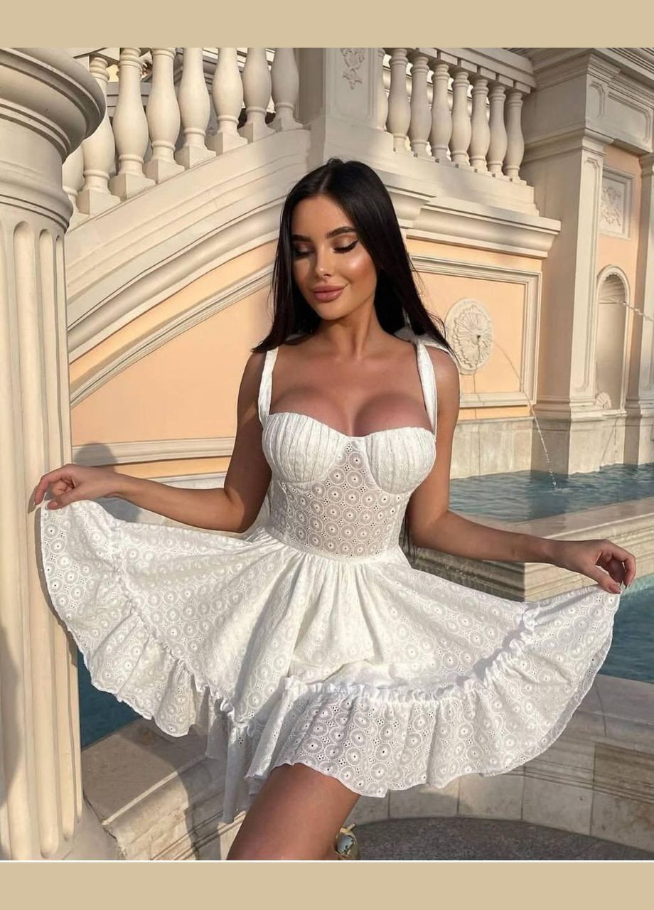 Чорна літня сукня з прошви на зав’язках із підкладом батист чорний 42-44, 44-46 No Brand