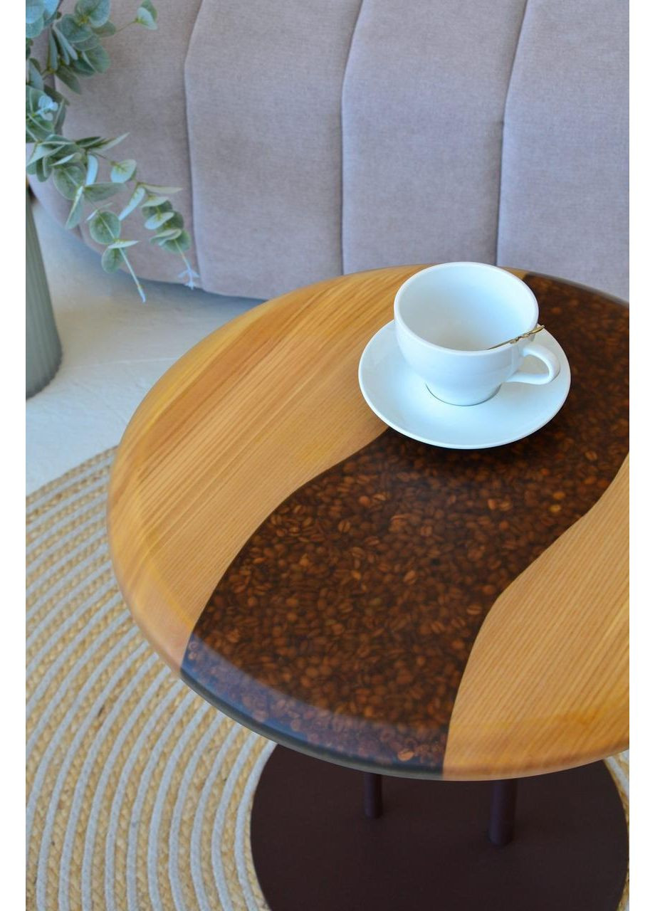 Столик журнальний дерево + епоксидна смола «Коло, кава №5» 50 см (2240035) Vitan (365877194)