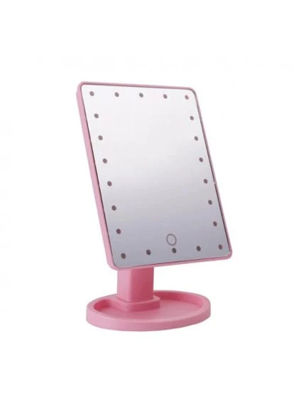 Настільне косметичне дзеркало для макіяжу з підсвічуванням Makeup Mirror (рожеве) Magic (350348964)