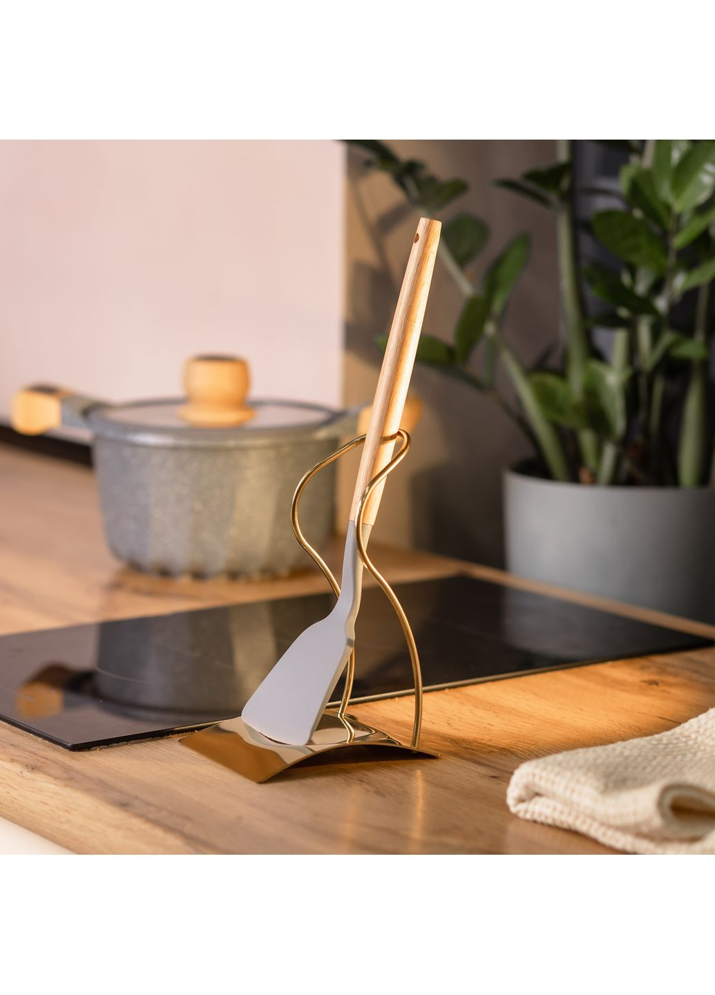 Підставка для ополоника та ложок 12х10,5х17 см, золото Zhongjing HP-19-15-G No Brand (358885635)