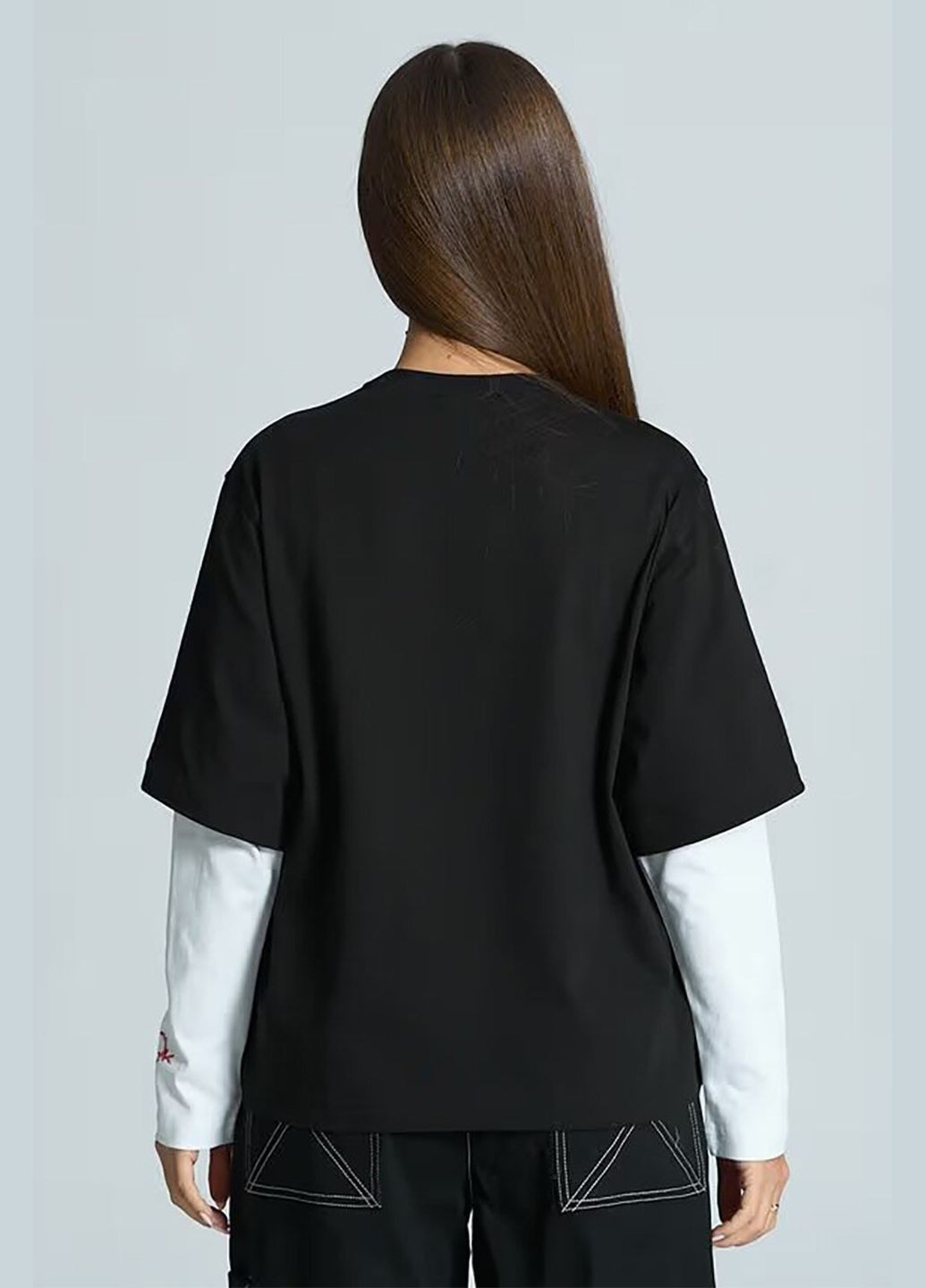 Жіночий оверсайз лонгслів Crush чорно-білий OGONPUSHKA (316302513)