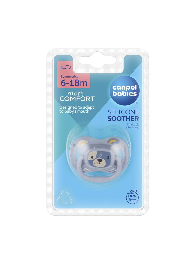 Силиконовая симметричная пустышка Cute Animals, 6-18 мес., голубой () Canpol Babies 34/925_blu (336330375)