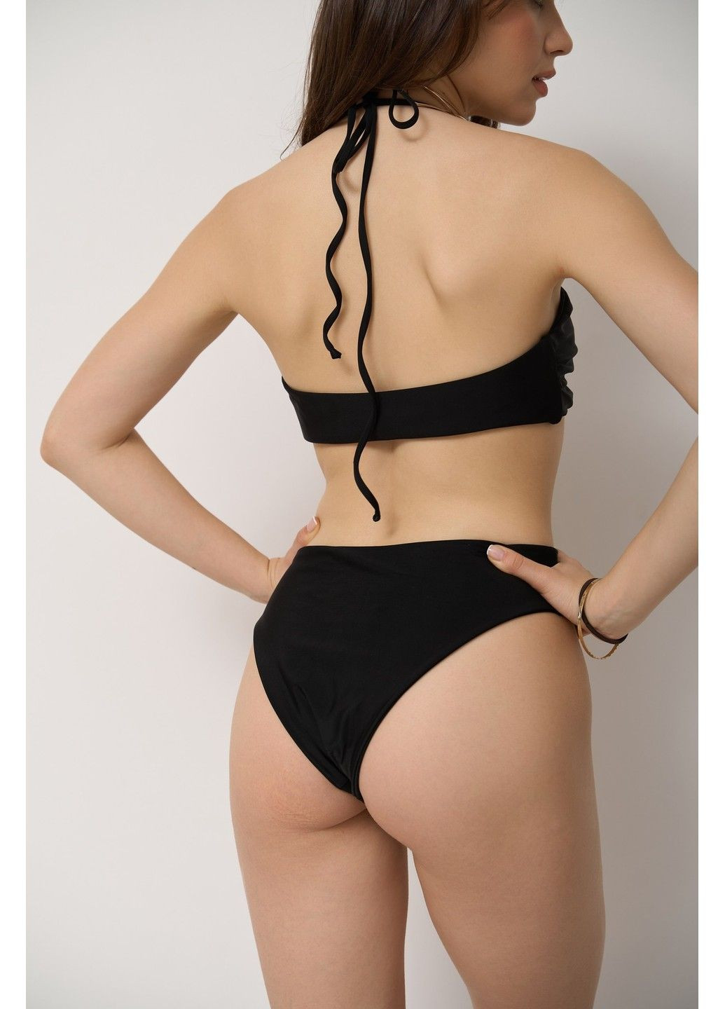 Черный летний купальник женский сплошной с черным цветком rose черный слитный Handy Wear