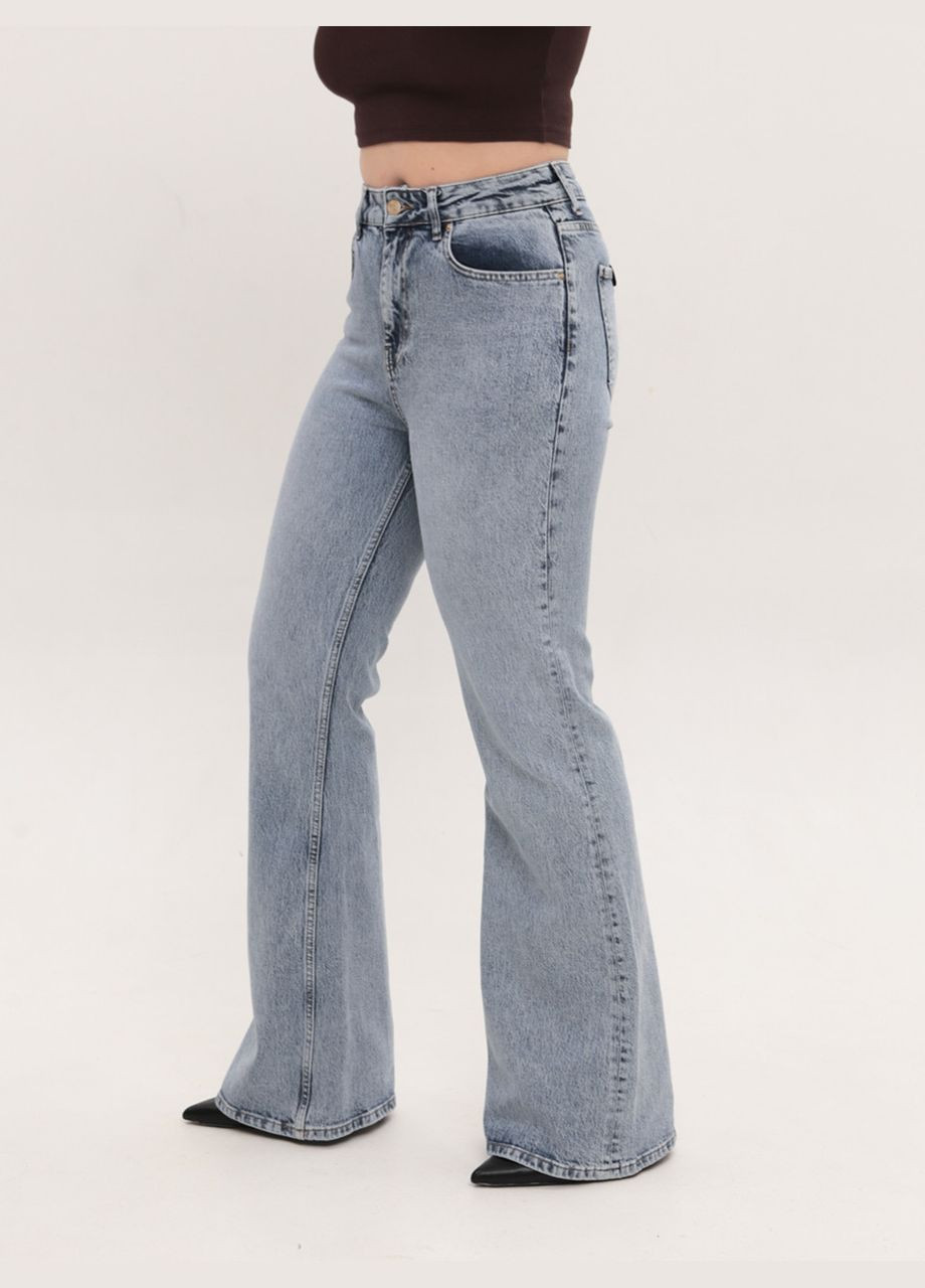 Джинси жіночі блакитні клеш з високою посадкою Клеш Cracpot - (329694166)