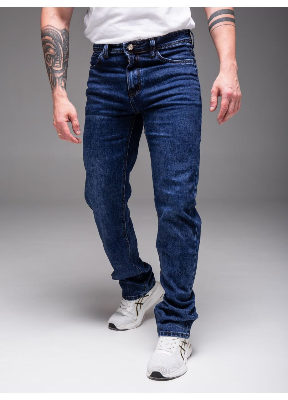 Темно-синие демисезонные прямые классические мужские джинсы Vakko