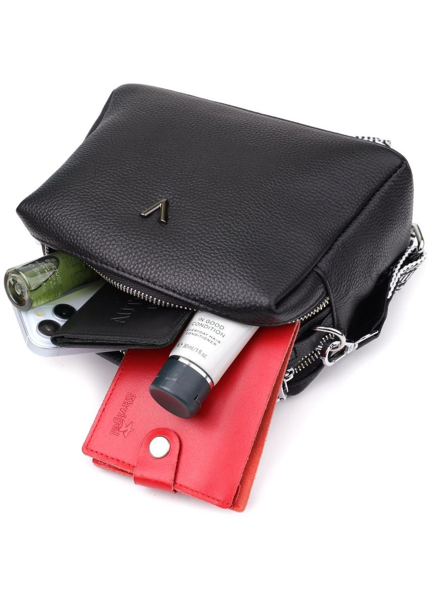 Сумка кросс-боди женская через плечо из натуральной кожи на металлических ножках средняя Черный 39328 Vintage (355245240)