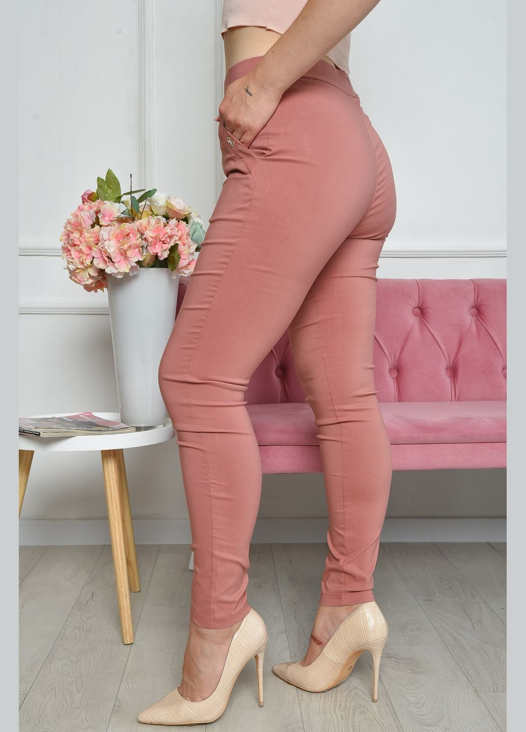 Штани жіночі рожевого кольору Let's Shop (278274516)
