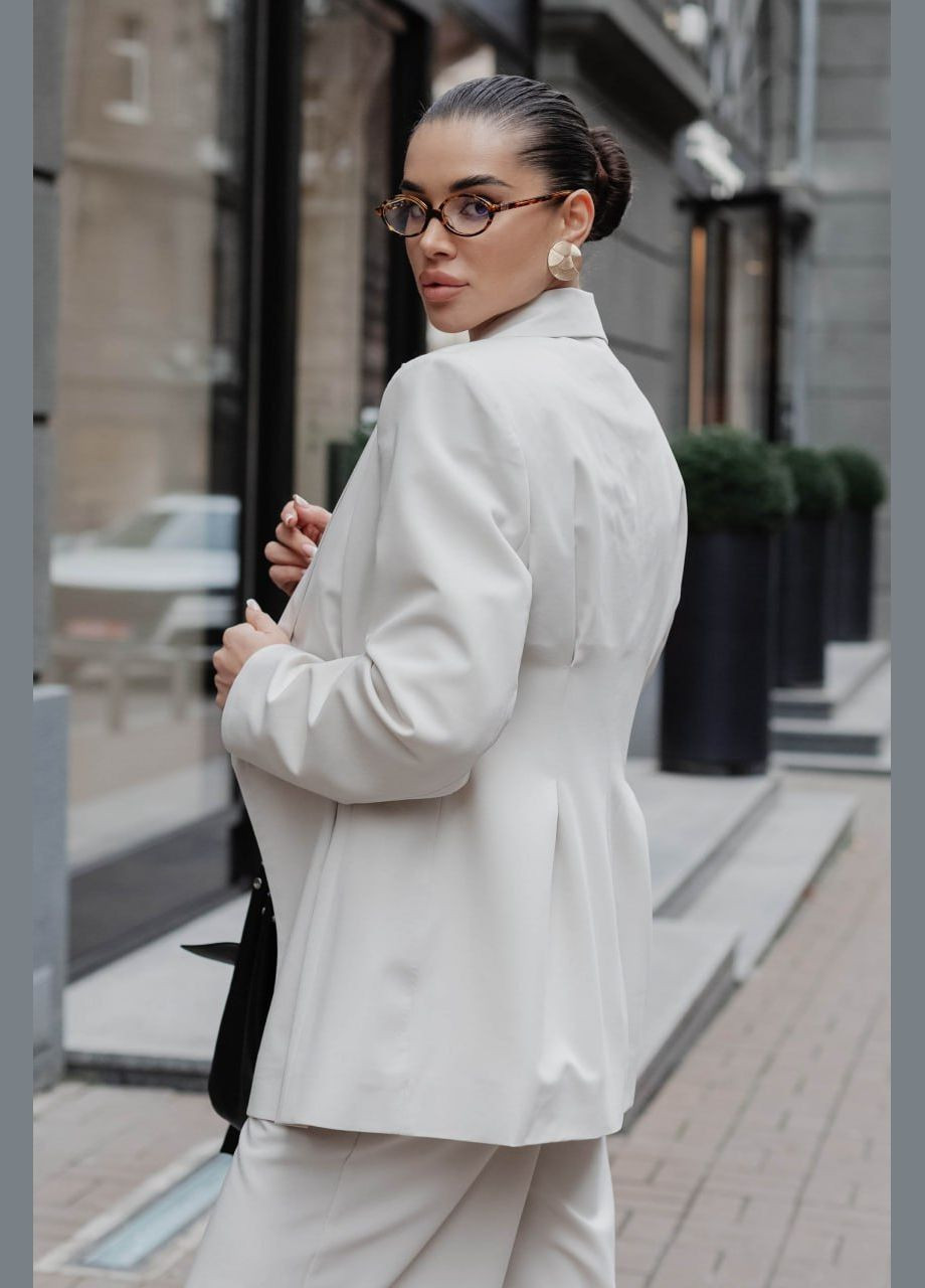 Однобортний піджак біло-сірого кольору Jadone Fashion (320577129)