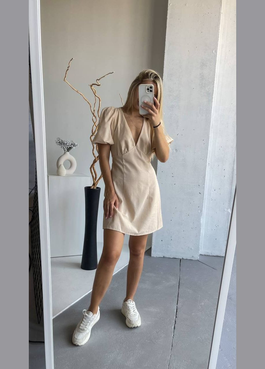 Бежева повсякденний сукня DK/DL Мода без кордонів однотонна