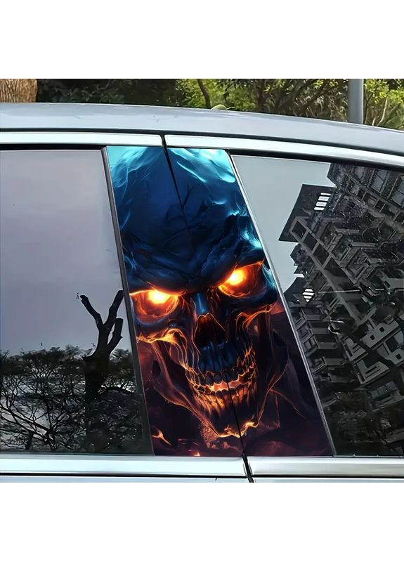 Наклейки на стойки дверей авто 3D TUNING STUDIO Череп глаза огонь 500х220х0.080мм=2штуки No Brand (362499575)