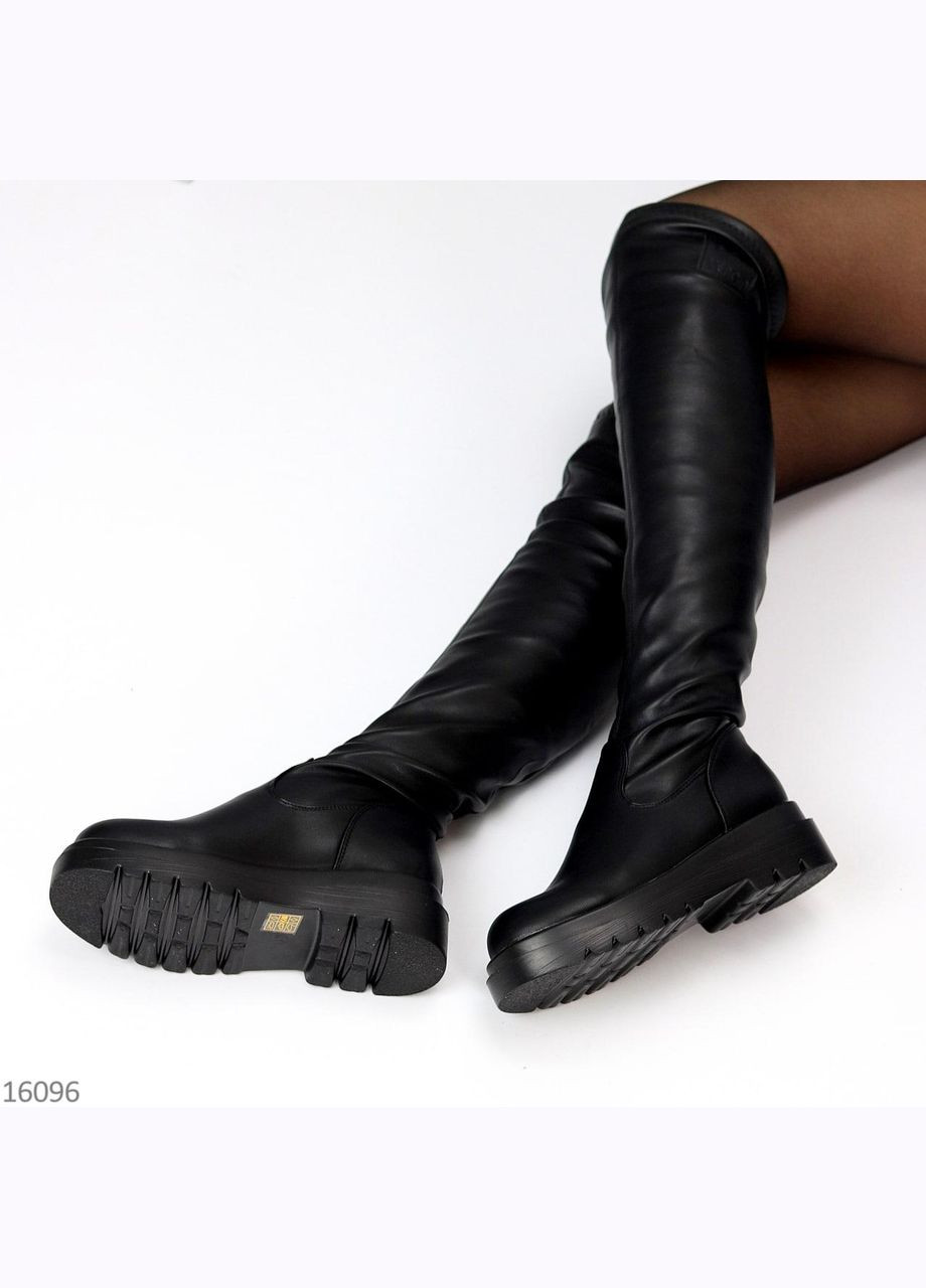 Осенние кожаные черные ботфорты, модные молодежные длинные сапоги на платформе купить недорого. Viaggio