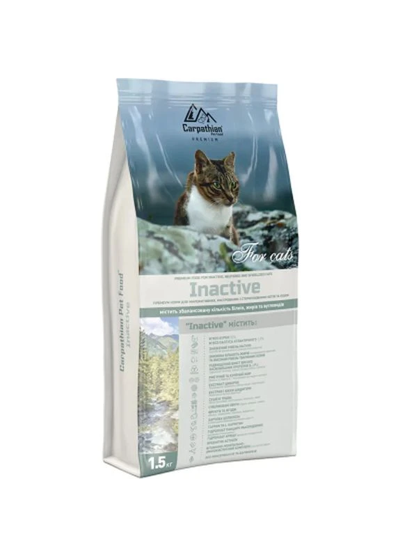 Сухой корм для кошек Inactive 1.5 кг (4820111140923) Carpathian Pet Food (399081441)