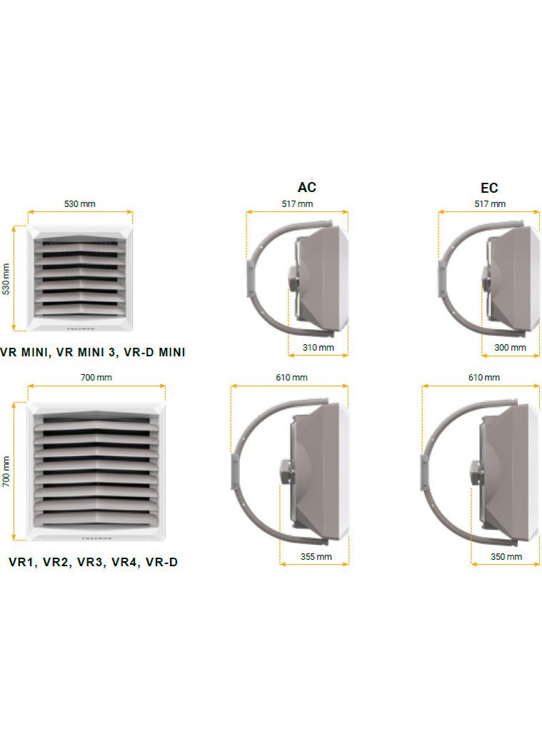 Водяний нагрівач VR3 двигун змінного струму AC, 13-75 кВт, 5700 м3/год Volcano (367073477)