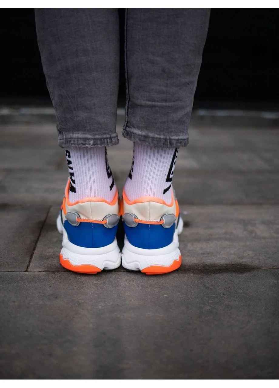Білі кросівки чоловічі adidas ozweego adiprene pride white blue orange адідас озвіго білі демісезон No Brand