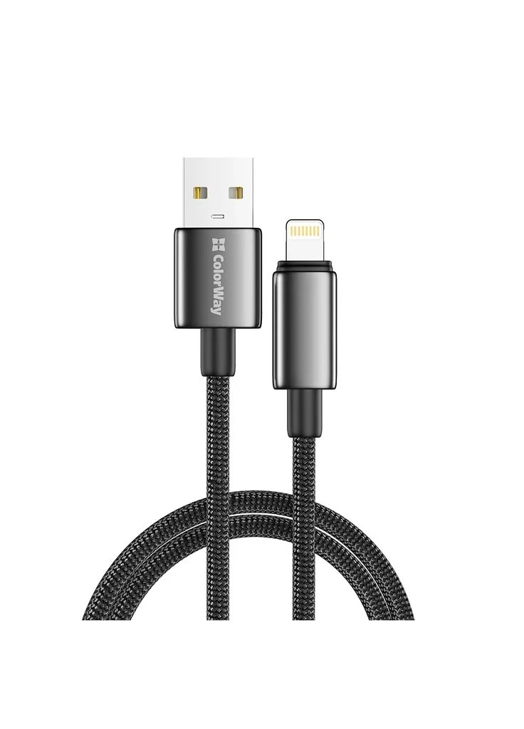 Дата кабель USB 2.0 AM to Lightning 1.0m 3A zinc alloy braided black (CW-CBUL098-BK) Colorway (400265427)