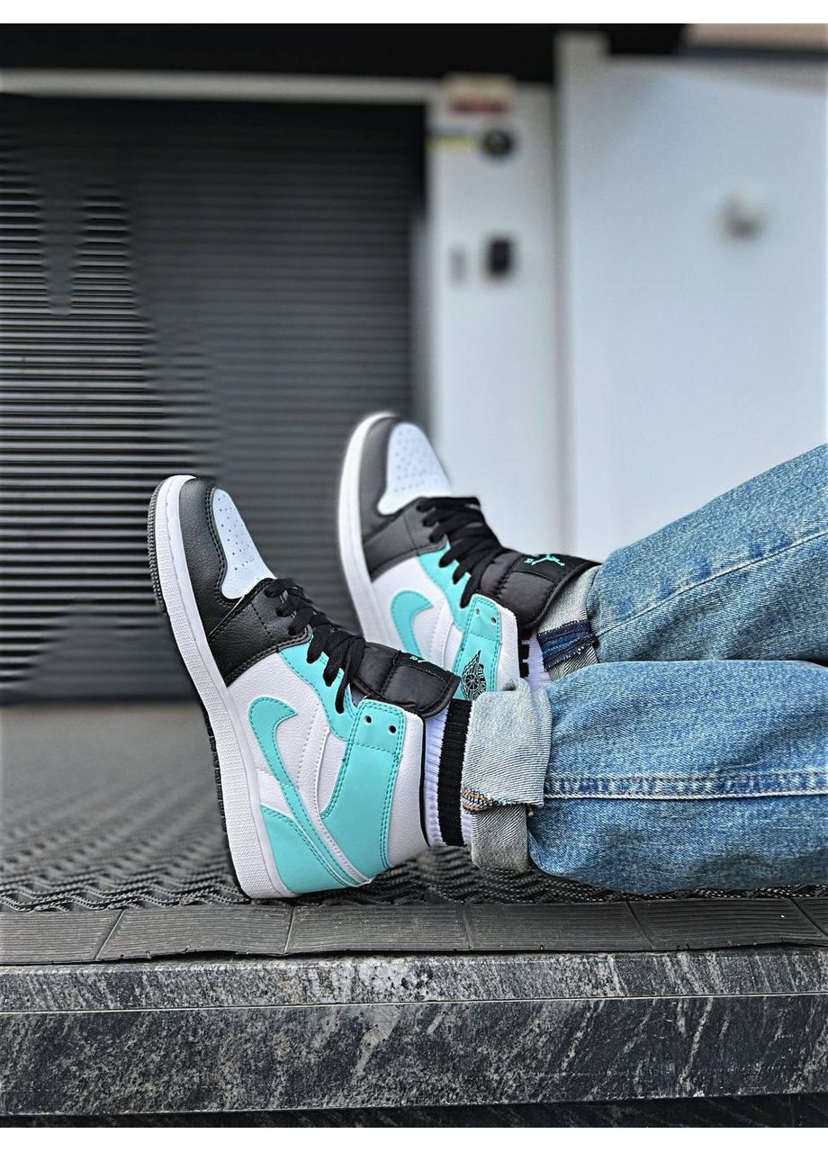 КРОСІВКИ ЖІНОЧІ NIKE AIR JORDAN 1 RETRO MID ISLAND GREEN НАЙК АІР ДЖОРДАН No Brand сірі демісезони (367176219)